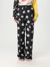 Moschino Floral Pattern Cotton Trousers In Black