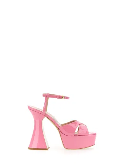 Moschino Couture Patent Leather Platform Sandals In Pink