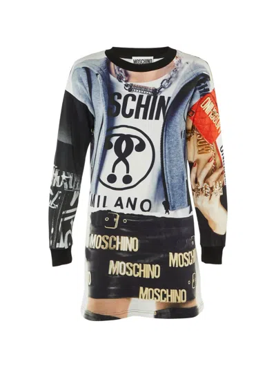 Pre-owned Moschino Couture Pop-art Printed Mini Dress In Black