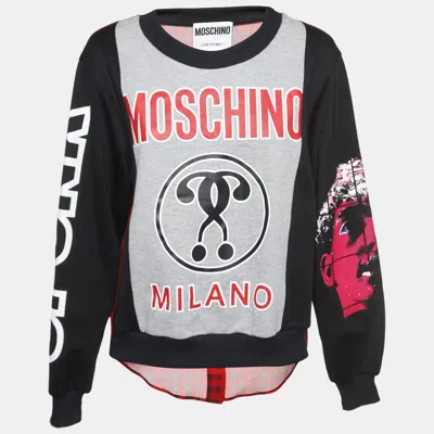Pre-owned Moschino Couture Printed Cotton And Crepe Back Buttoned Sweatshirt M In Multicolor