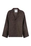 Moschino Richly Patterned Silk Shirt With Button Closure In Brown