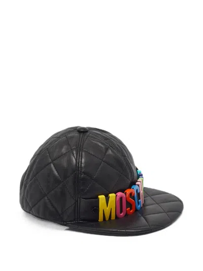 Pre-owned Moschino Couture Quilted Leather Cap In Black