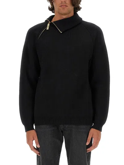 Moschino Regular Fit Wool Pullover In Black