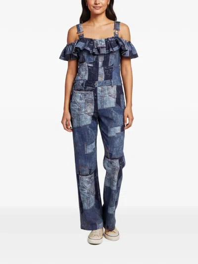 Pre-owned Moschino Couture Ruffle Jumpsuit In Blue