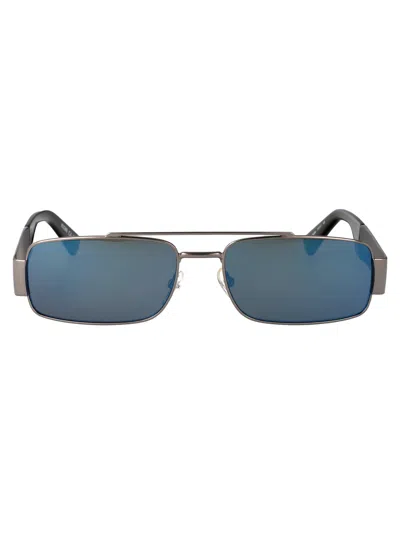 Moschino Couture Ruthenium Metal Sunglasses In Blue