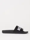 Moschino Men Slide Sandal With Logo In Black