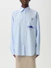 Moschino Multicolor Artistic Splash Long Sleeve Shirt In Gnawed Blue