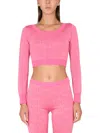 Moschino Couture Short Allover Logo Pullover In Pink