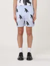 Moschino Knee Length Printed Shorts With Elastic Waistband In Blue