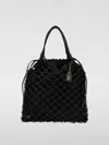 Moschino Large Brown Nappa Handbag With Woven Handle In Black