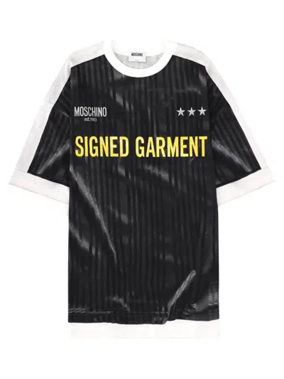 Moschino Couture Signed Garment Tshirt In Black