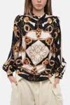 Moschino Couture Silk Blouse With Barocco Motif In Multi