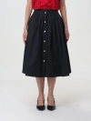 Moschino Flared High Waist Pleated Midi Skirt In Black