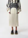 Moschino Ivory Midi Skirt With Illusion Lace Print In Weiss