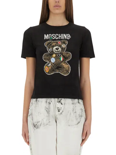 Moschino Couture Slim Fit Teddy Bear Sweater In Black