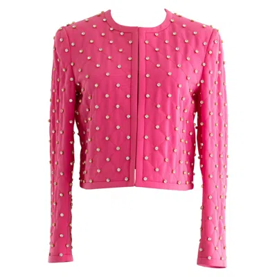 Pre-owned Moschino Couture S/s 2015 Barbie Crystal Embellished Rhinestone Pink Jacket