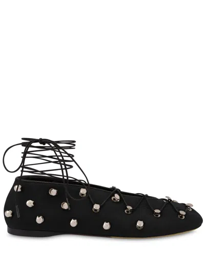 Moschino Couture Studded Ballerinas In Black