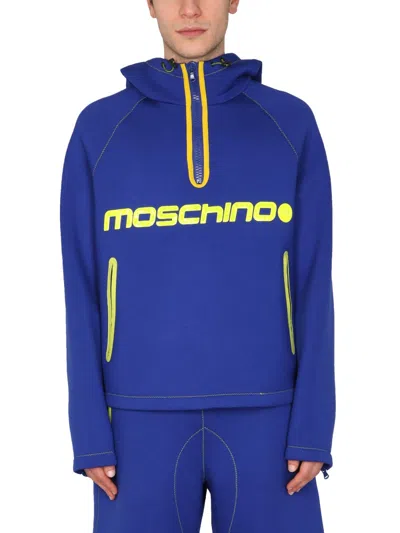 Moschino Surf Logo Front Zip Sweatshirt In Blue