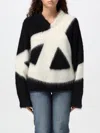 Moschino Pullover In Brushed Mohair Peace In Black