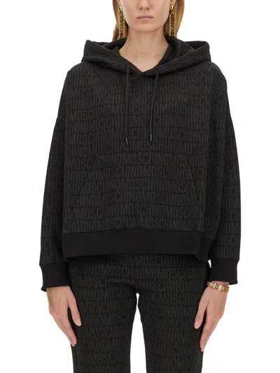 Moschino Couture Sweatshirt With All Over Logo In Black