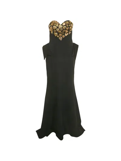 Pre-owned Moschino Couture Sweetheart Strapless Dress In Black