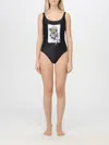 Moschino Teddy Bear Print Scoop Neck Swimsuit In Schwarz