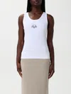Moschino Stretch Cotton Tank Top Laurel Crown Logo In Weiss