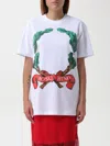 Moschino T-shirt In Organic Jersey Laurel Crown In Weiss