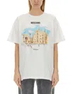 Moschino White Oversized T-shirt With Architectural Graphic