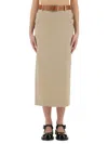 Moschino Wool Twill Skirt Tailored Twist In Neutral