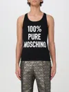 Moschino Ribbed Cotton Graphic Print Top In Schwarz