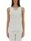 Moschino Laced Ribbed Scoop Neck Sleeveless Top