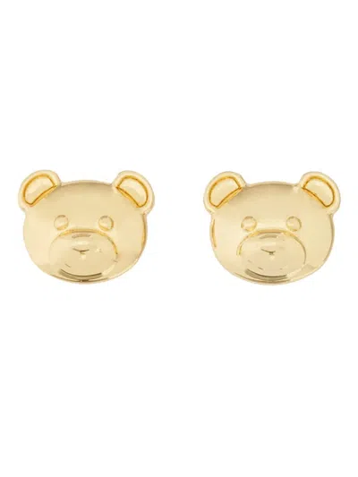 Moschino Couture Teddy Bear Clip Earrings In Gold