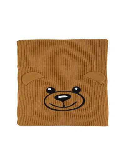 Moschino Couture Teddy Bear Embroidered Knitted Scarf