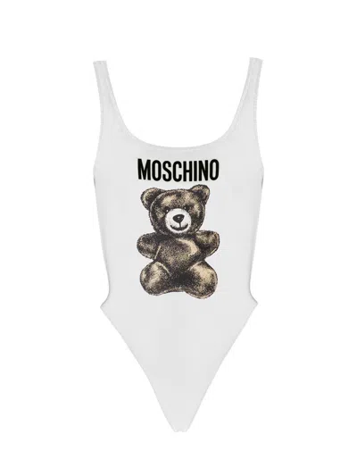 Moschino Couture Teddy Bear Onepiece Swimsuit In White