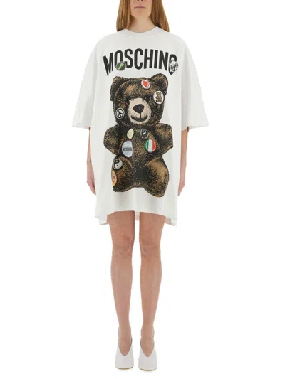 Moschino Couture Teddy Bear Short Dress In White