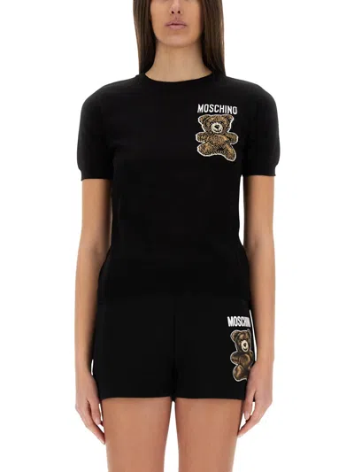 Moschino Couture Teddy Bear Sweater In Black