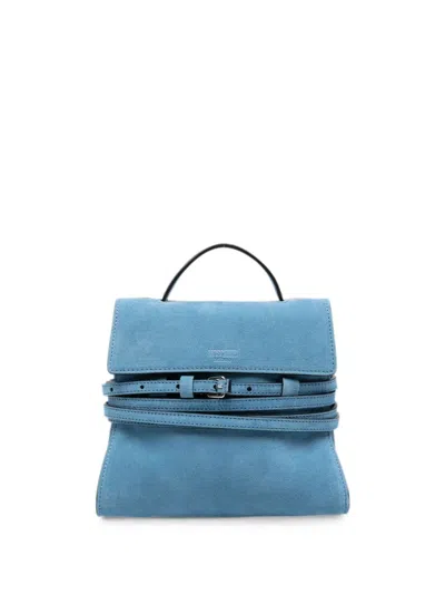 Moschino Couture Tie Me Leather Handbag In Blue