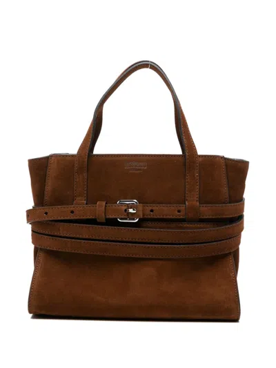 Moschino Couture Tie Me Small Leather Handbag In Brown