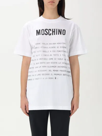 Moschino White Cotton T-shirt With Logo In Multi