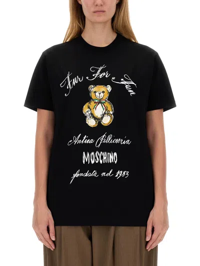 Moschino Couture Tshirt Con Logo In Black