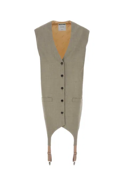 MOSCHINO MOSCHINO COUTURE TWO-TONE WOOL AND SATIN OVERSIZE VEST