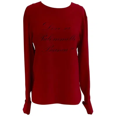 Pre-owned Moschino Couture Vintage 80s Dove Sei Palommella Bianca? Red Long Sleeve Blouse