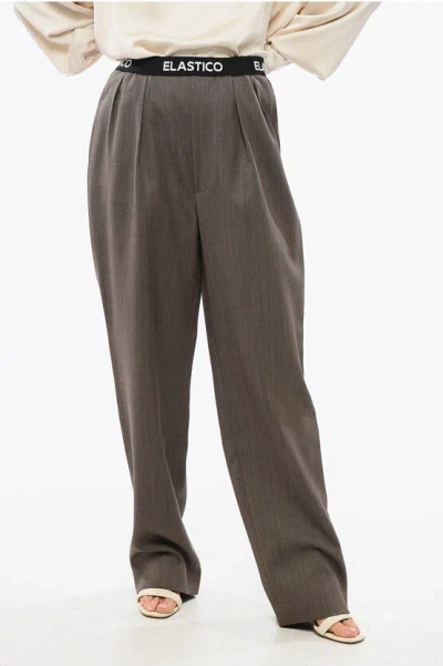 MOSCHINO COUTURE! VIRGIN WOOL PANTS WITH DRAWSTRING WAIST
