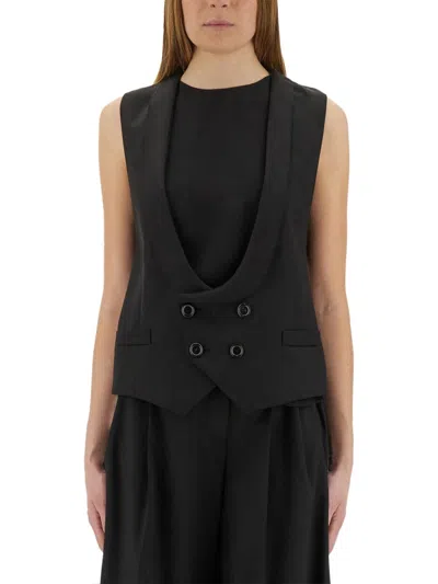 Moschino Couture Virgin Wool Vest In Black