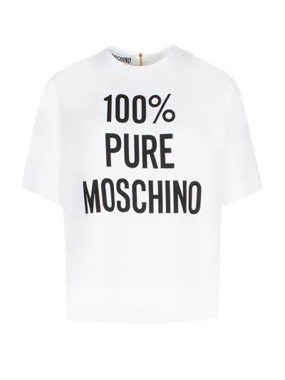 Moschino Couture White Slogan-print Blouse For Women