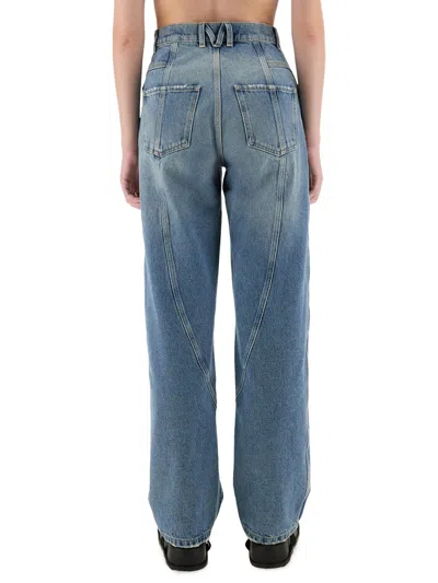 Moschino Couture Wide Leg Cotton Jeans In Blue