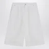 Moschino Wide White Bermuda Shorts In Cotton Women