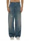 Moschino "wide Fit" Distressed Jeans With Patch Pockets