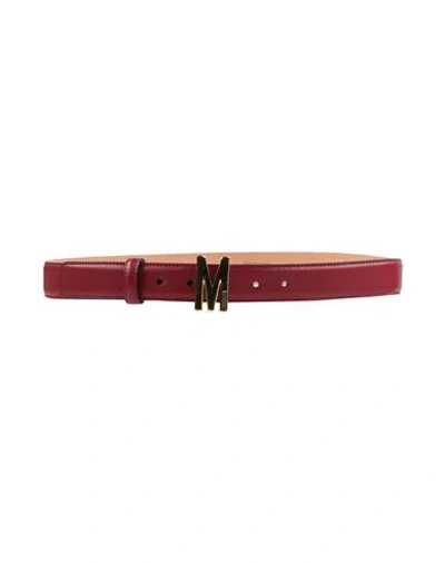 Moschino Couture Woman Belt Brick Size 8 Leather In Red